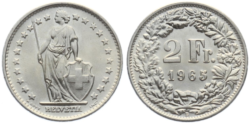 2 Franken 1965 B - Jubiläumsmünze 2025 für Personen mit Jahrgang 1965